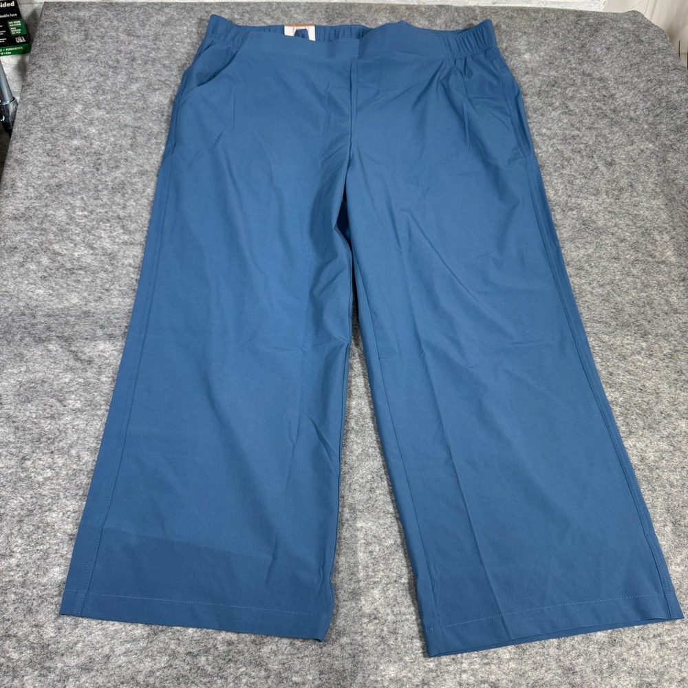 Eddie Bauer Traveler Crop Pant Blue Wide Leg Stretch Hiking Trousers Womens XL
